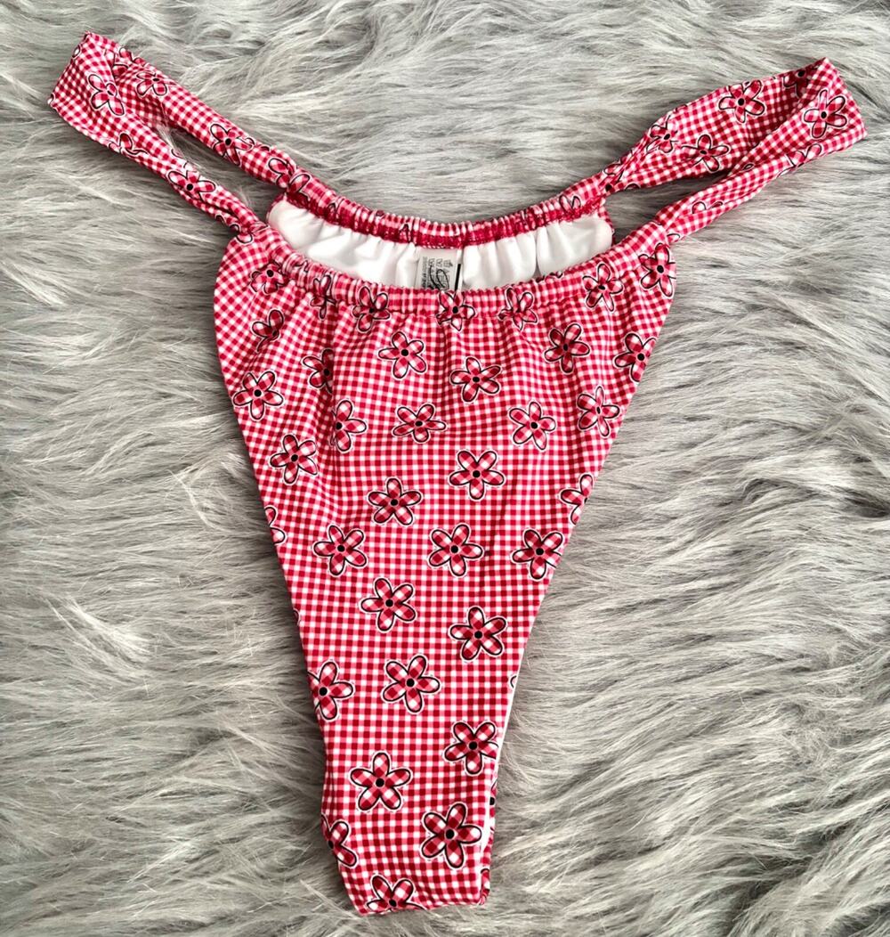 PINK Victoria's Secret x Frankies Bikinis Red Plaid Reilly Bikini Bottom L